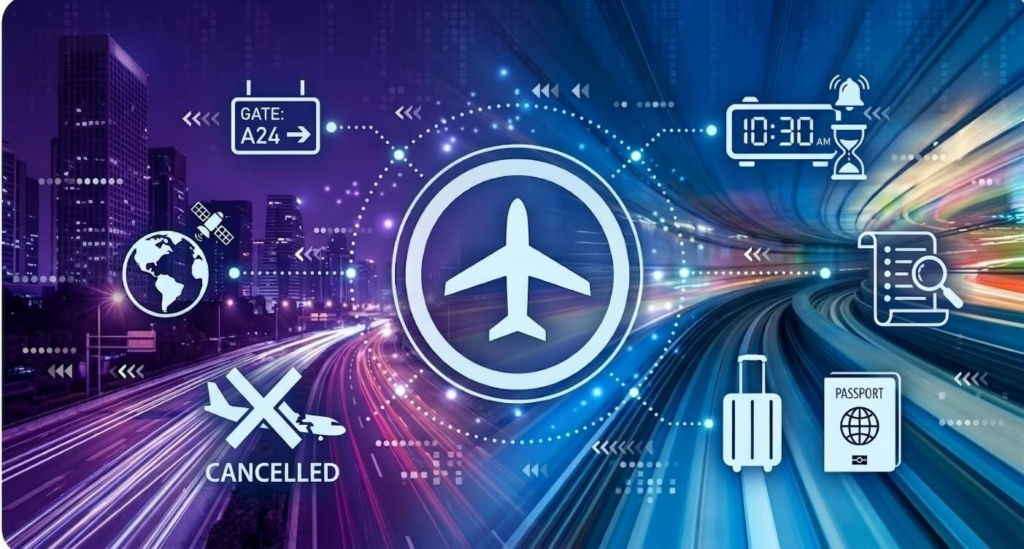 Airplane model on financial documents close up.