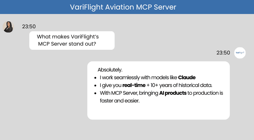 VariFlight Aviation MCP Server use cases chat bot